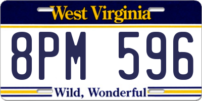 WV license plate 8PM596