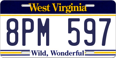 WV license plate 8PM597