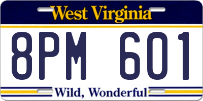 WV license plate 8PM601