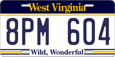 WV license plate 8PM604