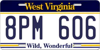 WV license plate 8PM606