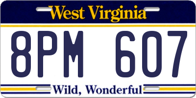 WV license plate 8PM607