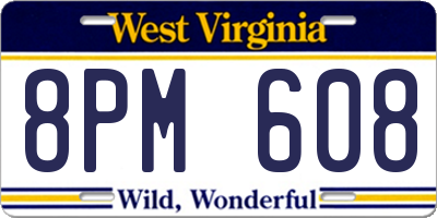 WV license plate 8PM608