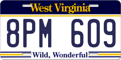 WV license plate 8PM609