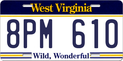 WV license plate 8PM610