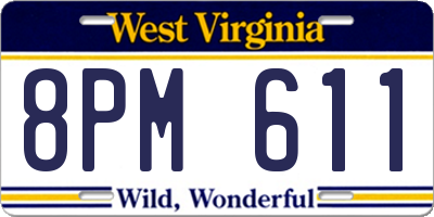 WV license plate 8PM611