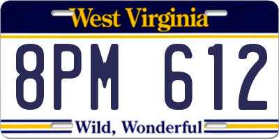 WV license plate 8PM612