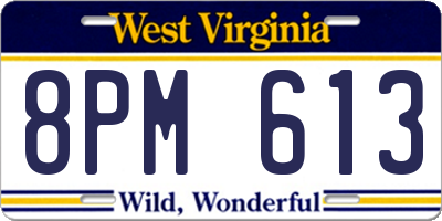 WV license plate 8PM613