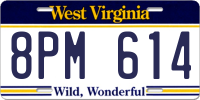 WV license plate 8PM614