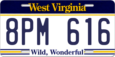 WV license plate 8PM616