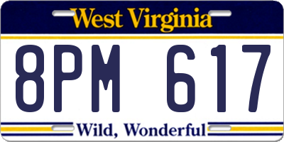 WV license plate 8PM617