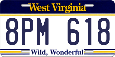WV license plate 8PM618