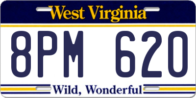 WV license plate 8PM620