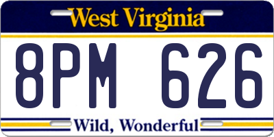 WV license plate 8PM626