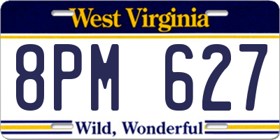 WV license plate 8PM627