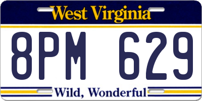 WV license plate 8PM629