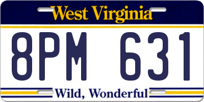 WV license plate 8PM631