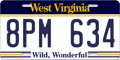 WV license plate 8PM634