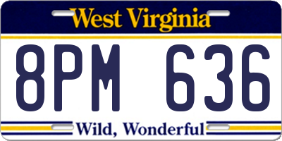 WV license plate 8PM636