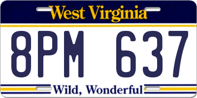 WV license plate 8PM637