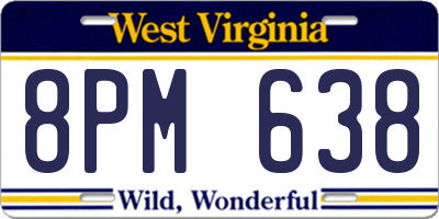 WV license plate 8PM638