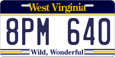 WV license plate 8PM640