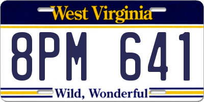 WV license plate 8PM641