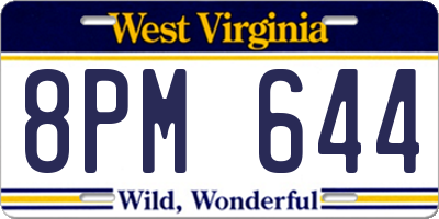 WV license plate 8PM644