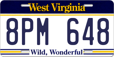 WV license plate 8PM648