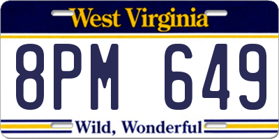 WV license plate 8PM649