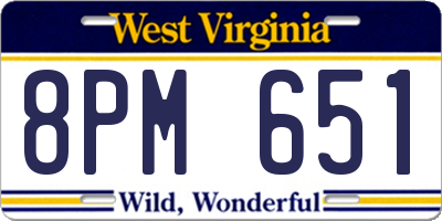 WV license plate 8PM651
