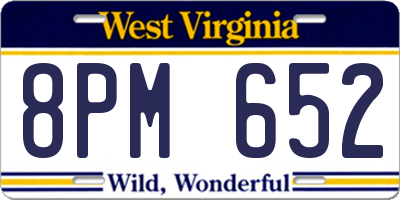 WV license plate 8PM652