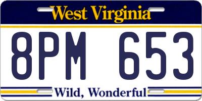 WV license plate 8PM653