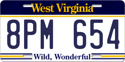 WV license plate 8PM654