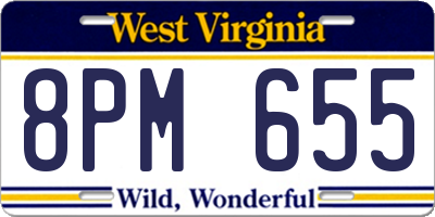 WV license plate 8PM655