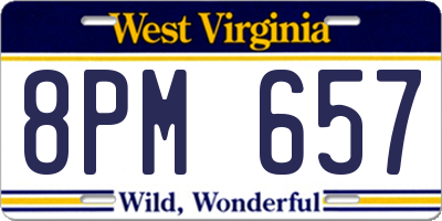 WV license plate 8PM657
