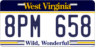 WV license plate 8PM658