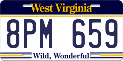 WV license plate 8PM659