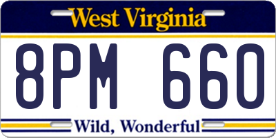 WV license plate 8PM660