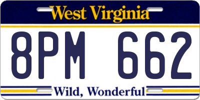 WV license plate 8PM662