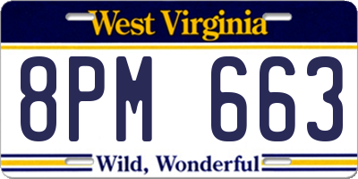WV license plate 8PM663