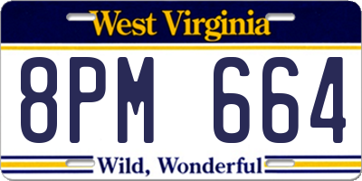 WV license plate 8PM664