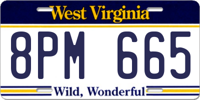 WV license plate 8PM665