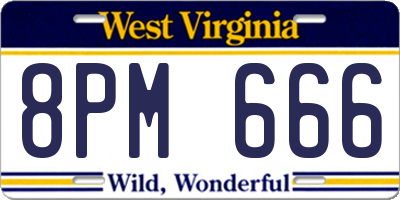WV license plate 8PM666