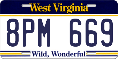 WV license plate 8PM669