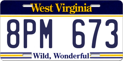 WV license plate 8PM673
