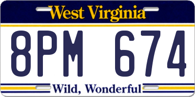 WV license plate 8PM674