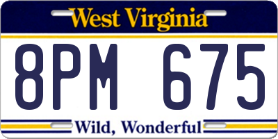 WV license plate 8PM675