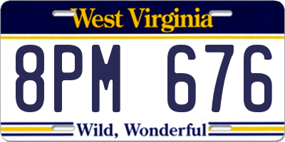 WV license plate 8PM676