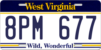 WV license plate 8PM677